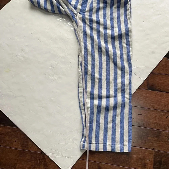 J Crew Factory linen blend paper bag waist striped pants Size 0 Blue White - Picture 8 of 13